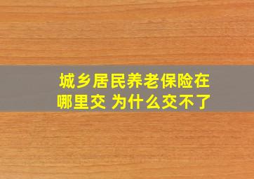 城乡居民养老保险在哪里交 为什么交不了